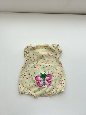 Cream Baby Butterfly Embroidered Romper with Colorful Confetti
